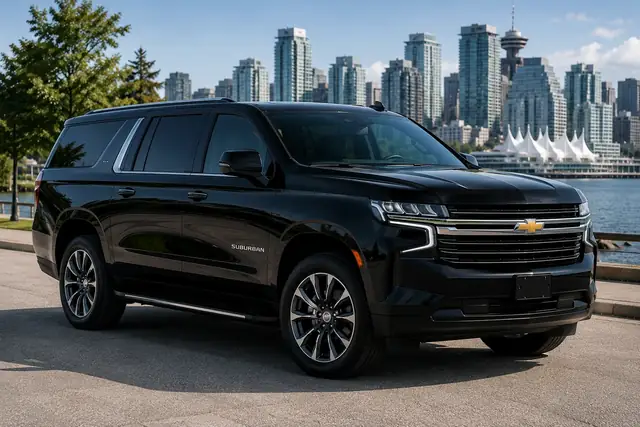 Black luxury SUV for New Westminster airport transportation